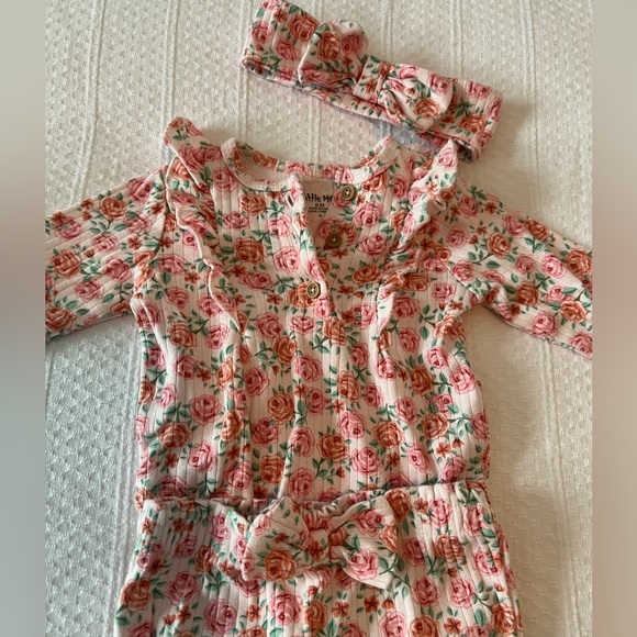 Little Me Matching Set, Pink Roses Print, Size 6M - Picture 2 of 6